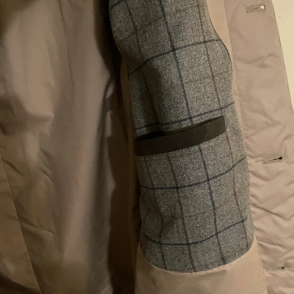 Mens Jos A Bank Travel Tech Collared Overcoat Beige Trench Insulated Coat XL